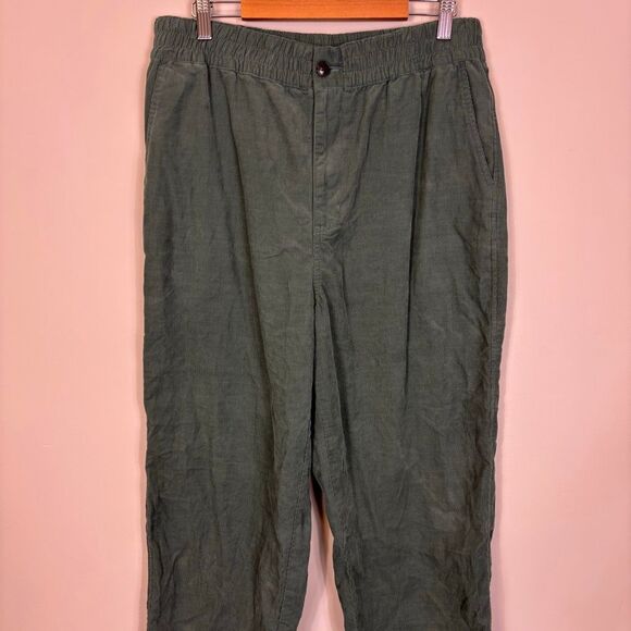 Madewell Green Corduroy Ribbed Straight Leg Pull On Pants Size Medium - Picture 3 of 7